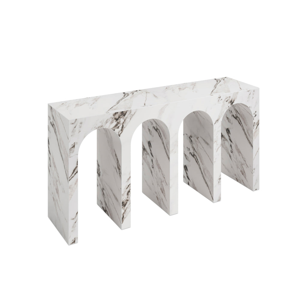 Archie Calacatta White Marble Console Table